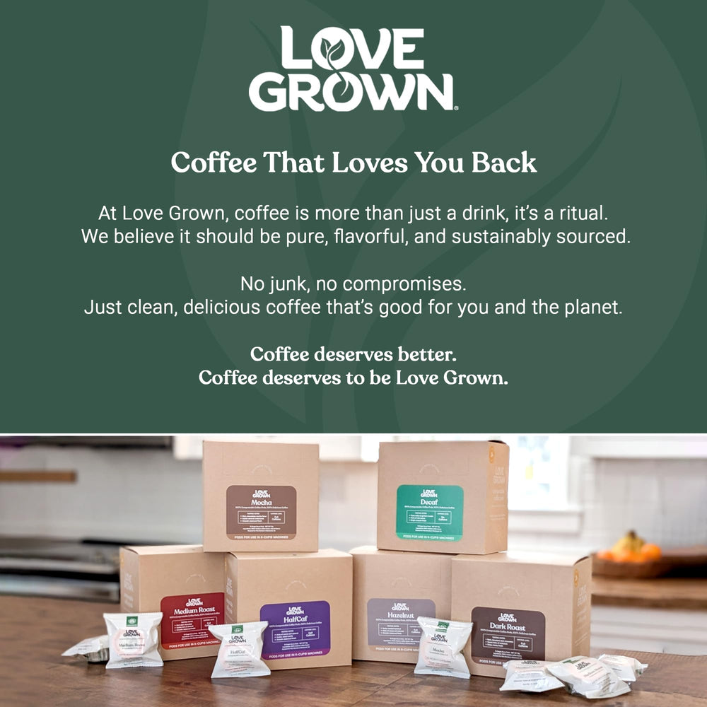 Love Grown caja abierta con 15 cápsulas organizadas, conveniencia de porciones