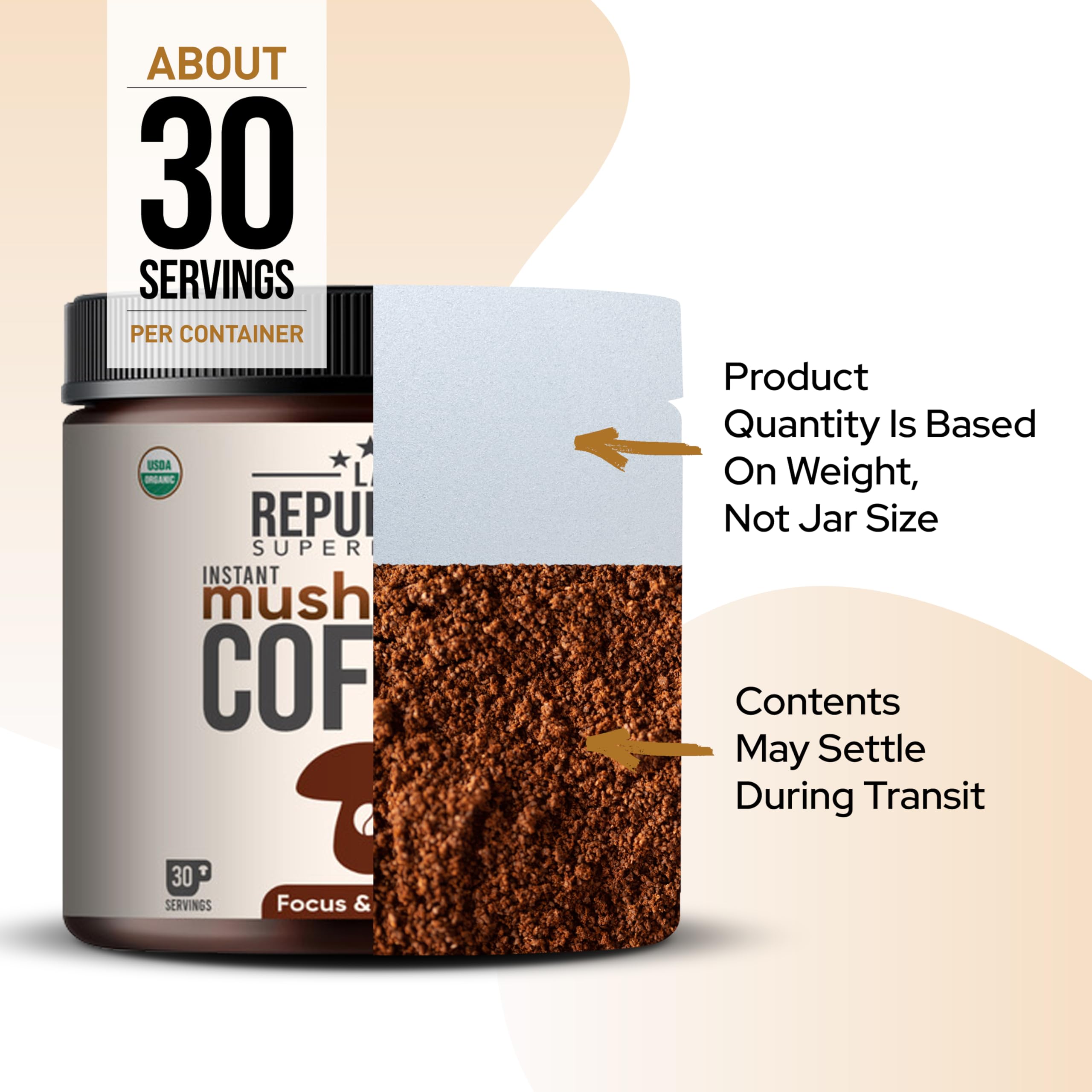 LRLA SUPERFOODS comparación de tamaño con cucharita para dosificación