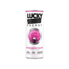 Lucky Energy textura cercana que muestra burbujeo y sabor afrutado