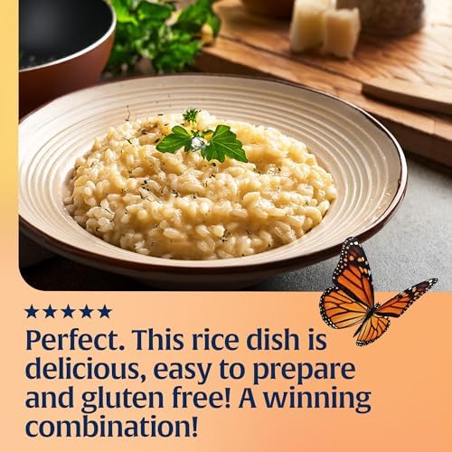 Lundberg risotto en mesa con guarniciones, ejemplo de comida familiar rápida