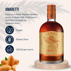 Lyre’s Amaretti textura del líquido ámbar, muestra cuerpo y notas de nuez