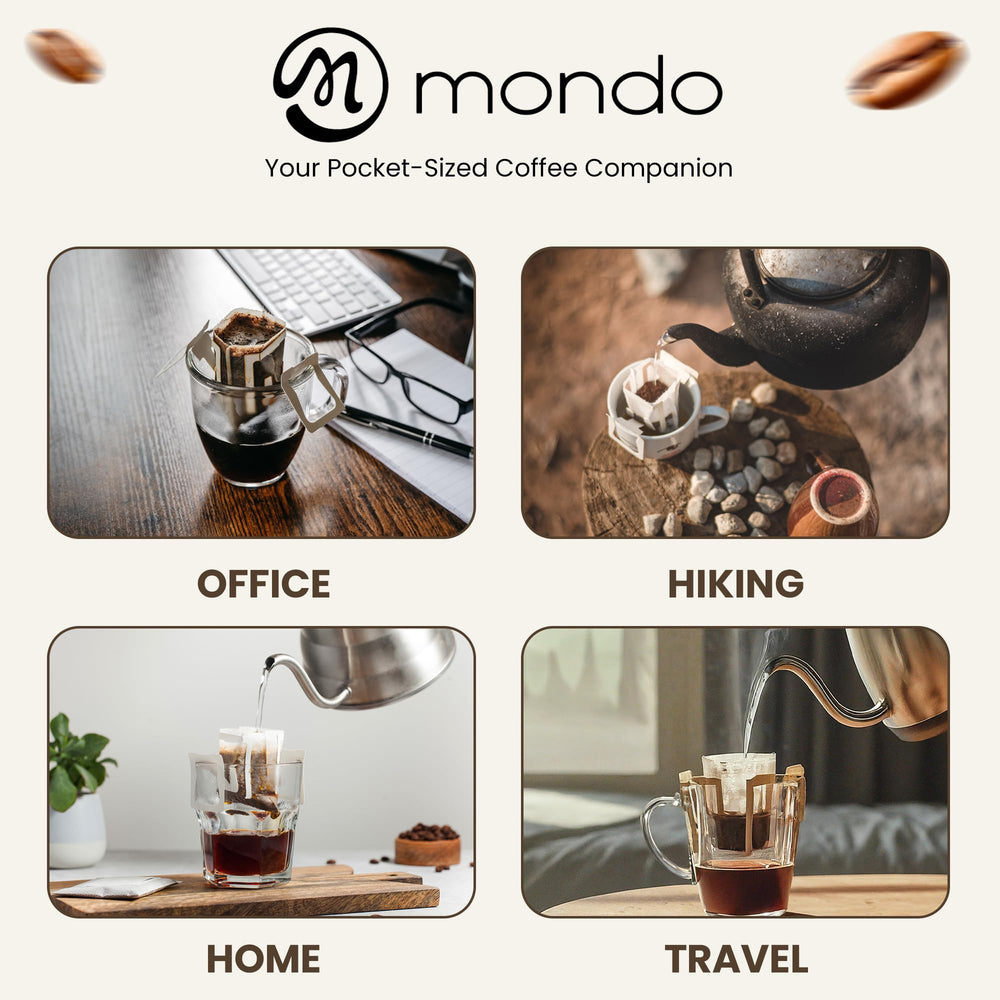 M MONDO granos de Colombia Guatemala Brasil Etiopía en plano