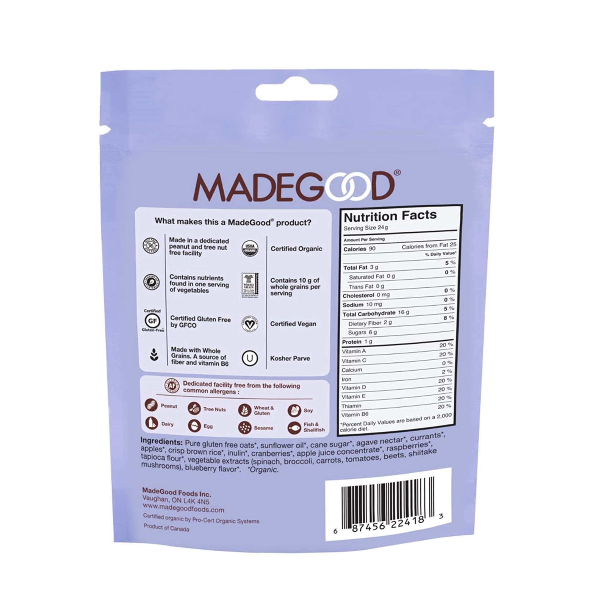 MadeGood textura crujiente de granola perfecta para bocadillos