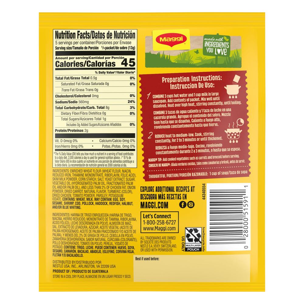 Maggi sopa en entorno de cocina hogareña, ideal para cenas rápidas