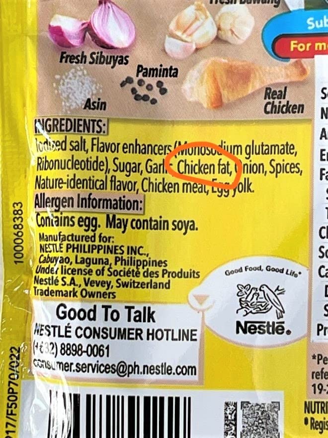 Maggi Magic Sarap primer plano de sobre y textura para ver etiqueta y dosificación