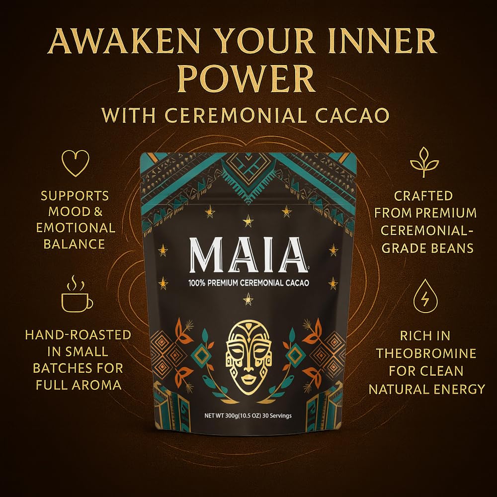 MAIA CEREMONIAL textura del polvo de cacao, muestra cremosidad y calidad