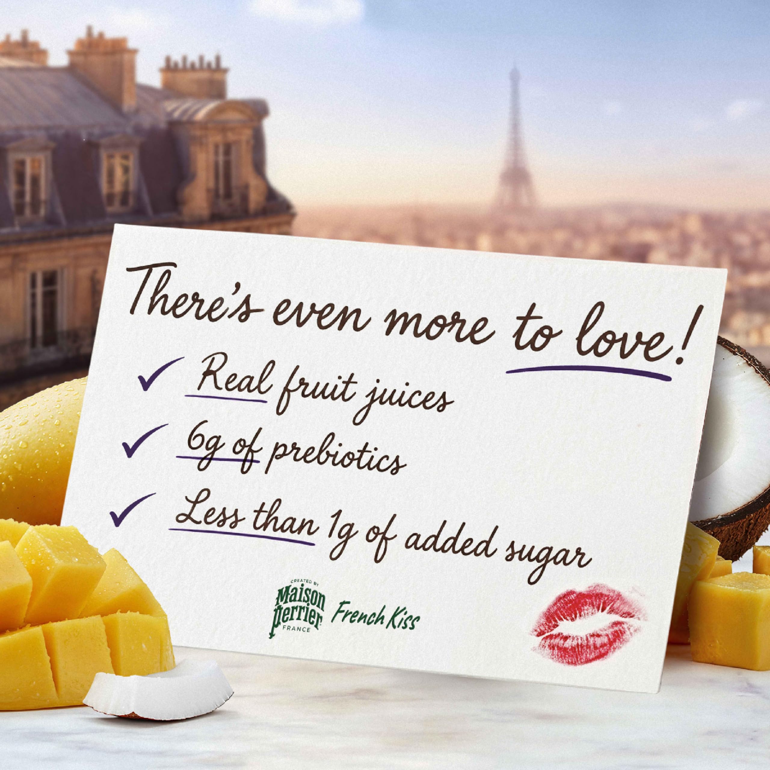 Maison Perrier lata abierta vertiendo burbujas, ideal para beber fría