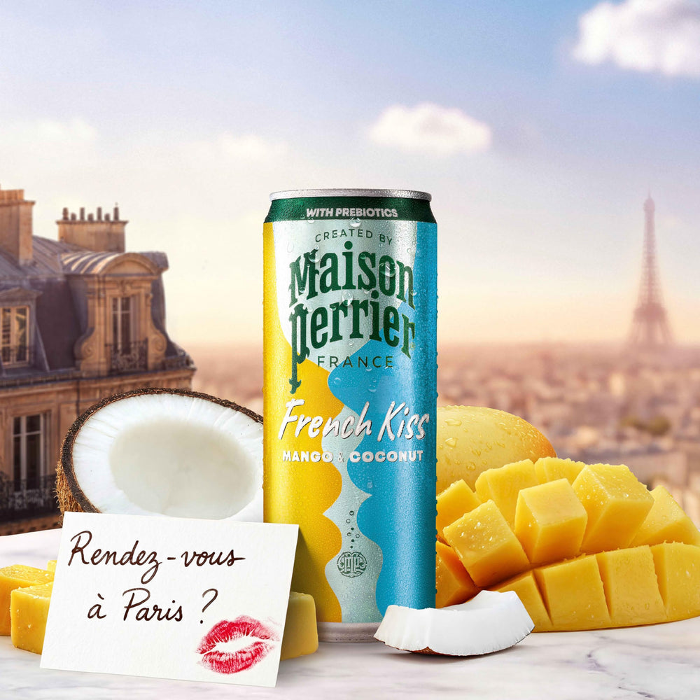 Maison Perrier primer plano de burbujas que resaltan textura refrescante