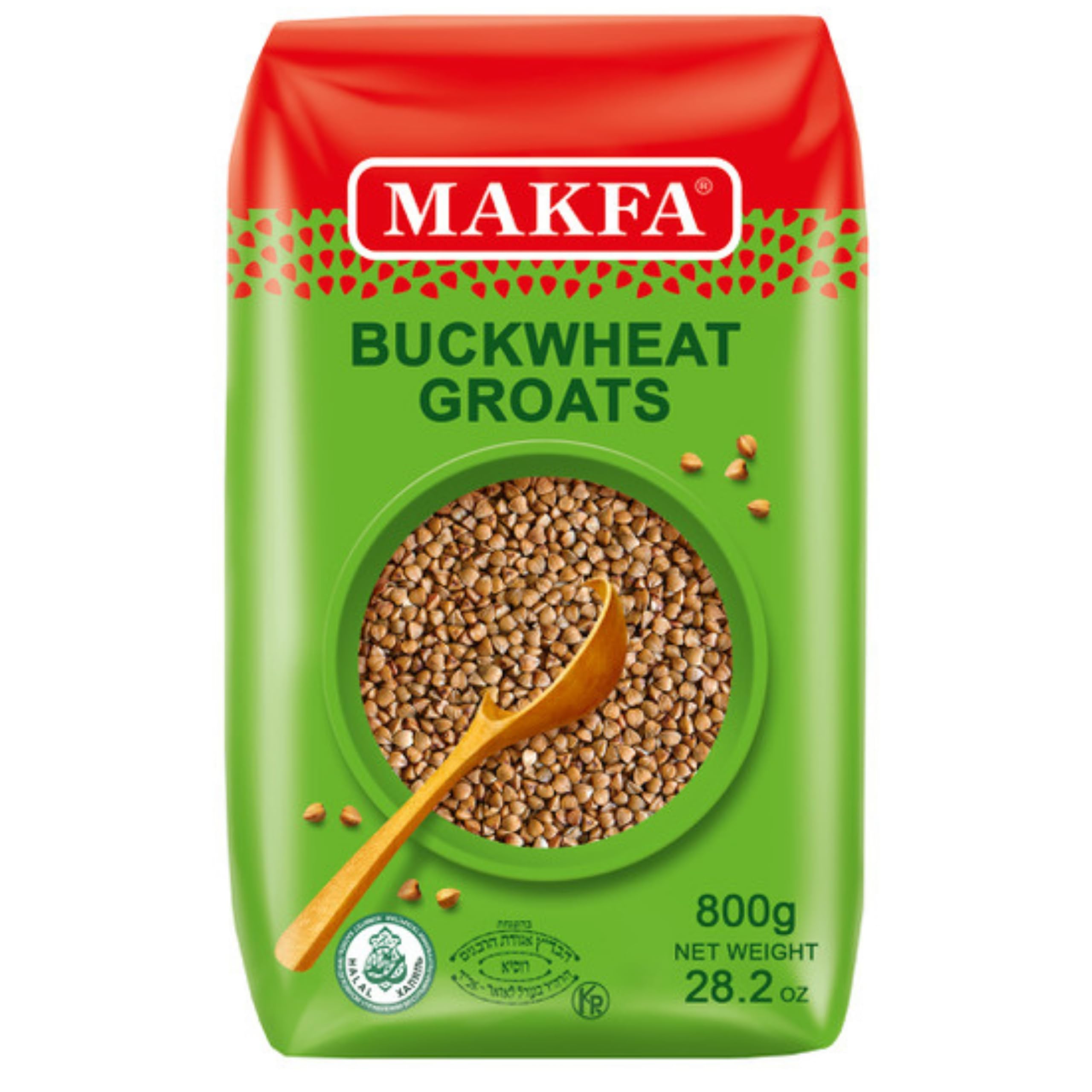 Makfa grechka servida en plato como acompañamiento apetitoso