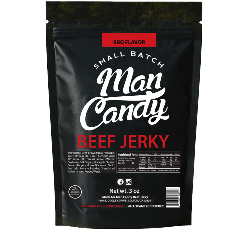 Man Candy frente del empaque mostrando diseño y tamaño portable