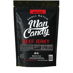 Man Candy frente del empaque mostrando diseño y tamaño portable
