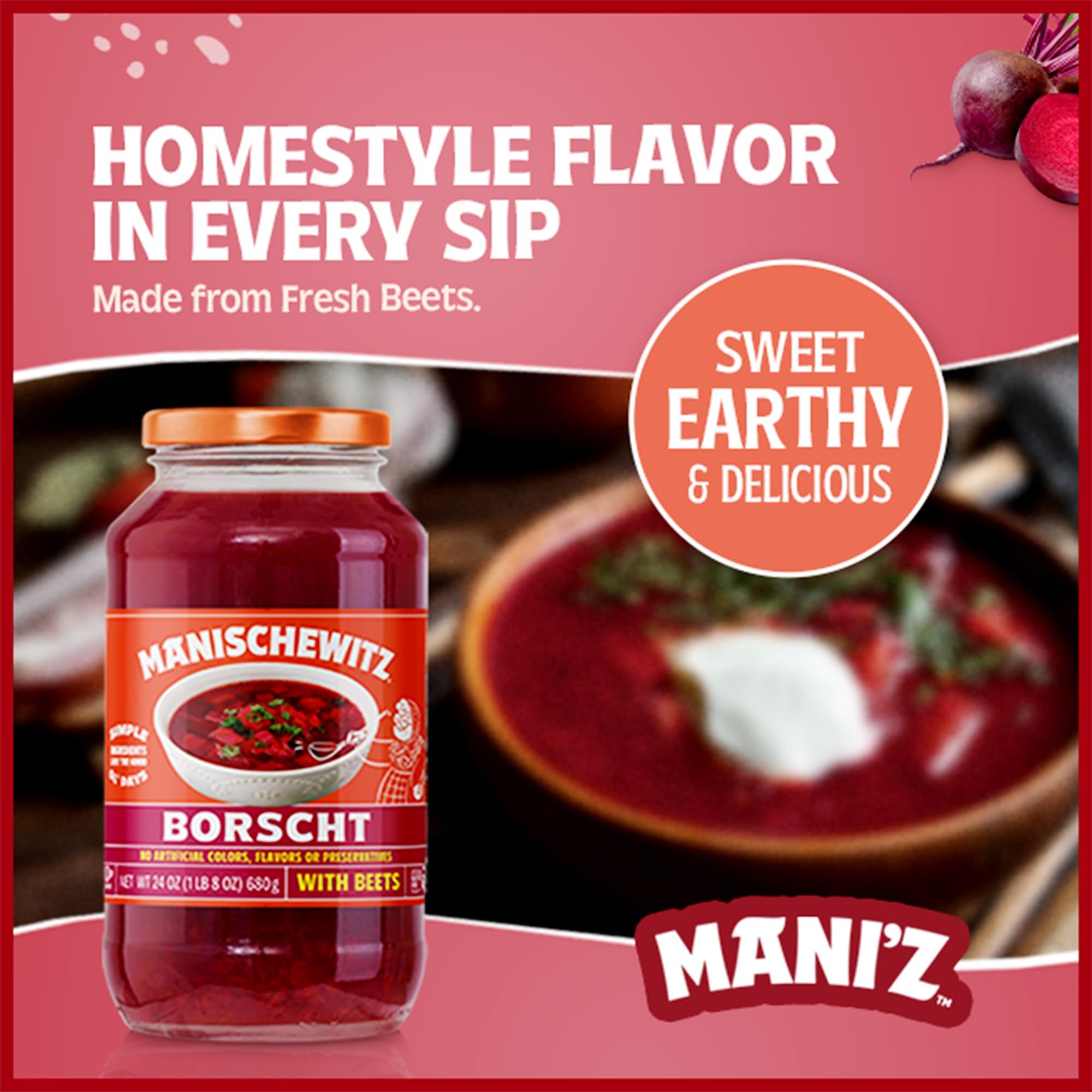 Manischewitz borscht etiqueta del frasco resaltando certificación kosher