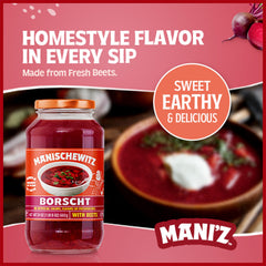 Manischewitz borscht etiqueta del frasco resaltando certificación kosher