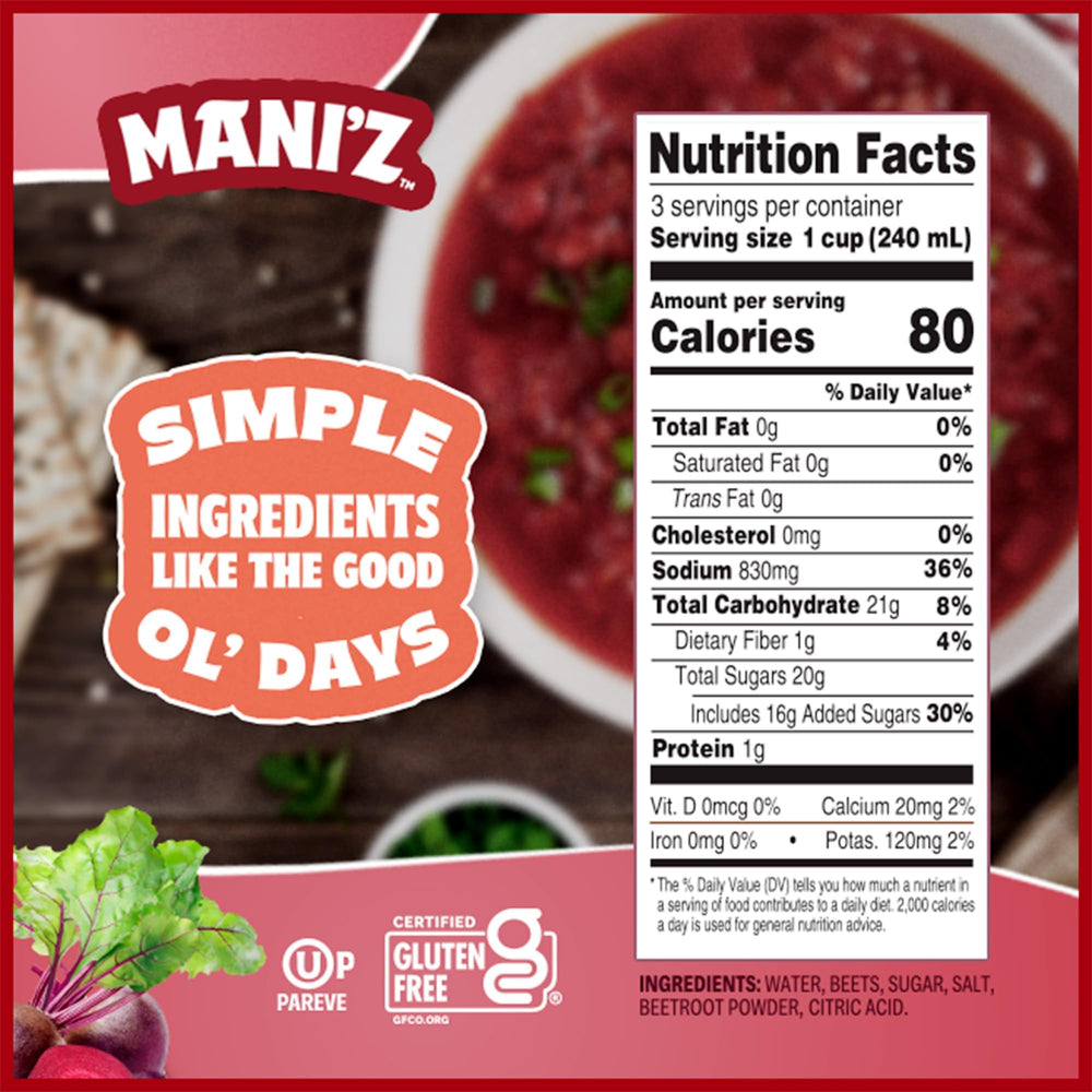 Manischewitz borscht en cuchara mostrando textura cremosa y apetecible