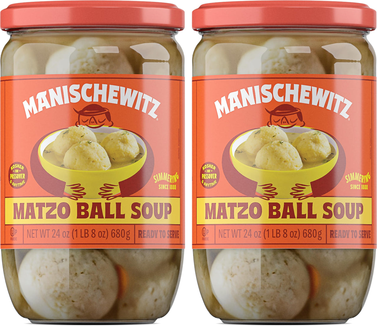 Manischewitz frasco delantero mostrando etiqueta Kosher y conveniencia