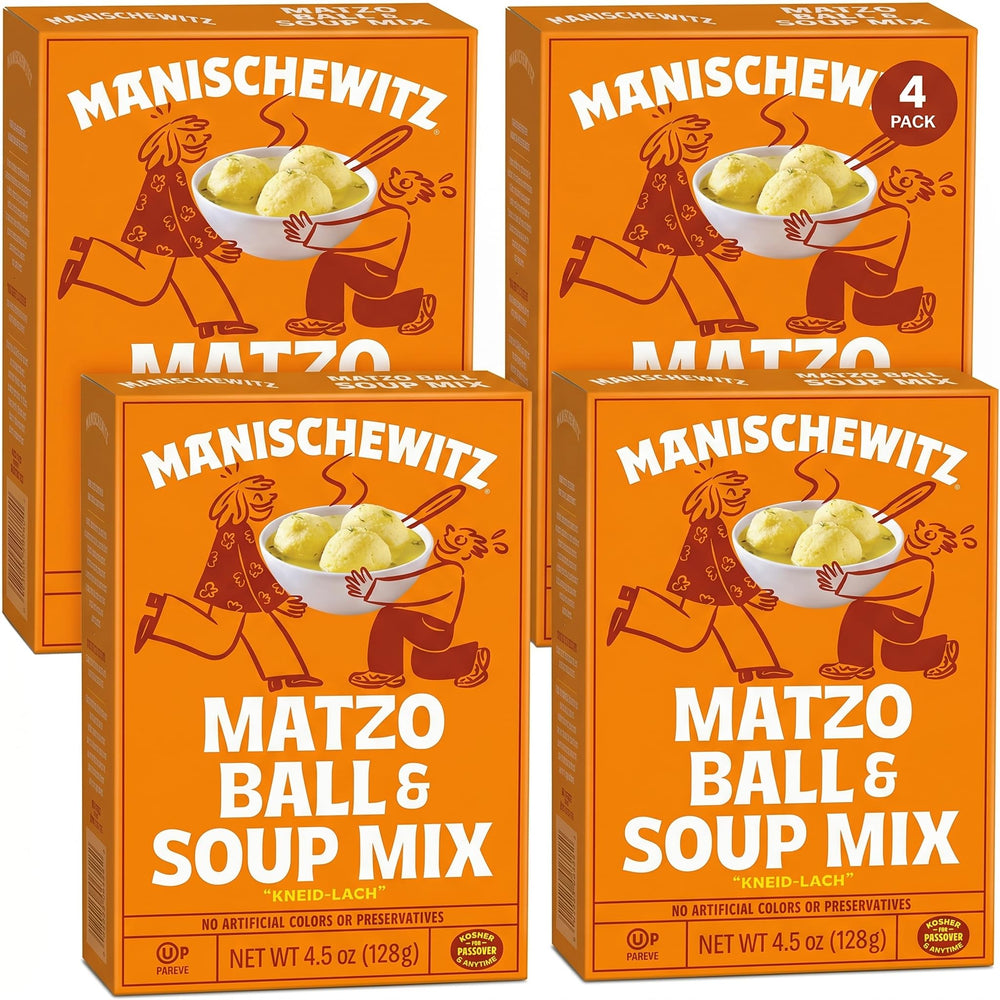 Manischewitz frente del paquete mostrando el producto y conveniencia