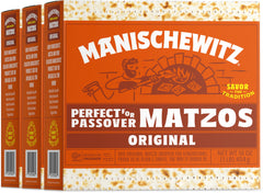 Manischewitz paquete frontal mostrando marca y formato de valor, útil para compras festivas