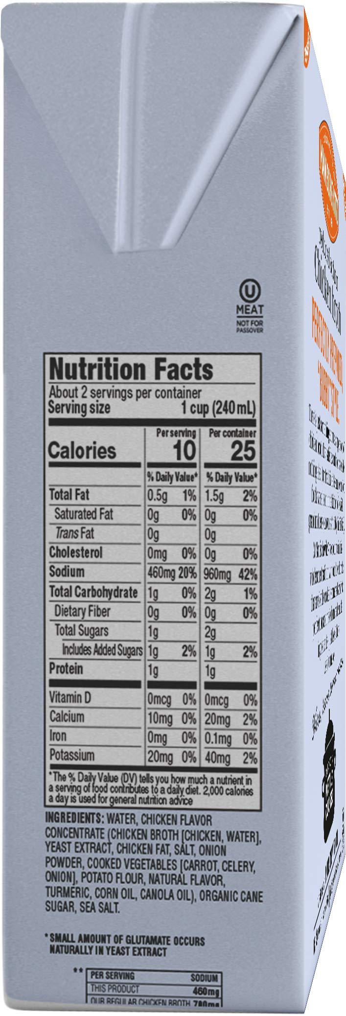 Manischewitz textura del caldo cerca, aspecto claro y sabroso para cocinar