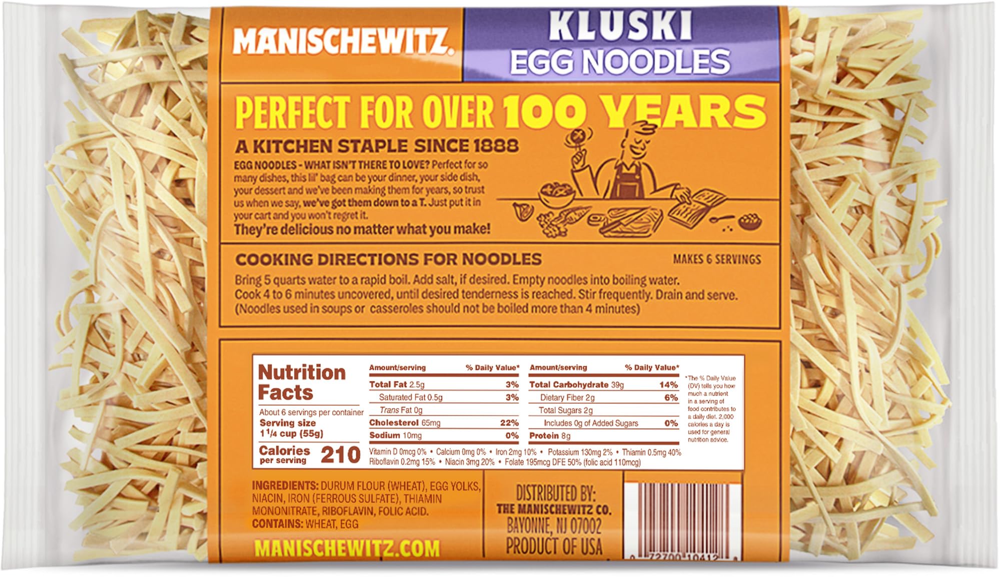 Manischewitz primer plano de textura del fideo, aspecto casero y apetecible