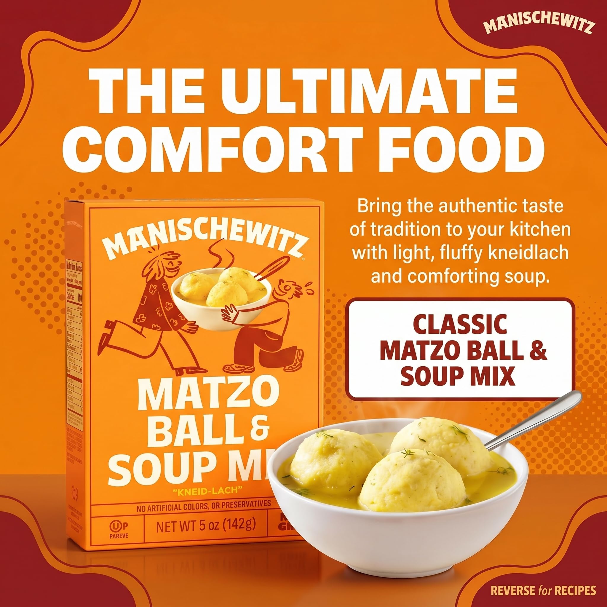 Manischewitz bolita de matzá en primer plano con textura esponjosa