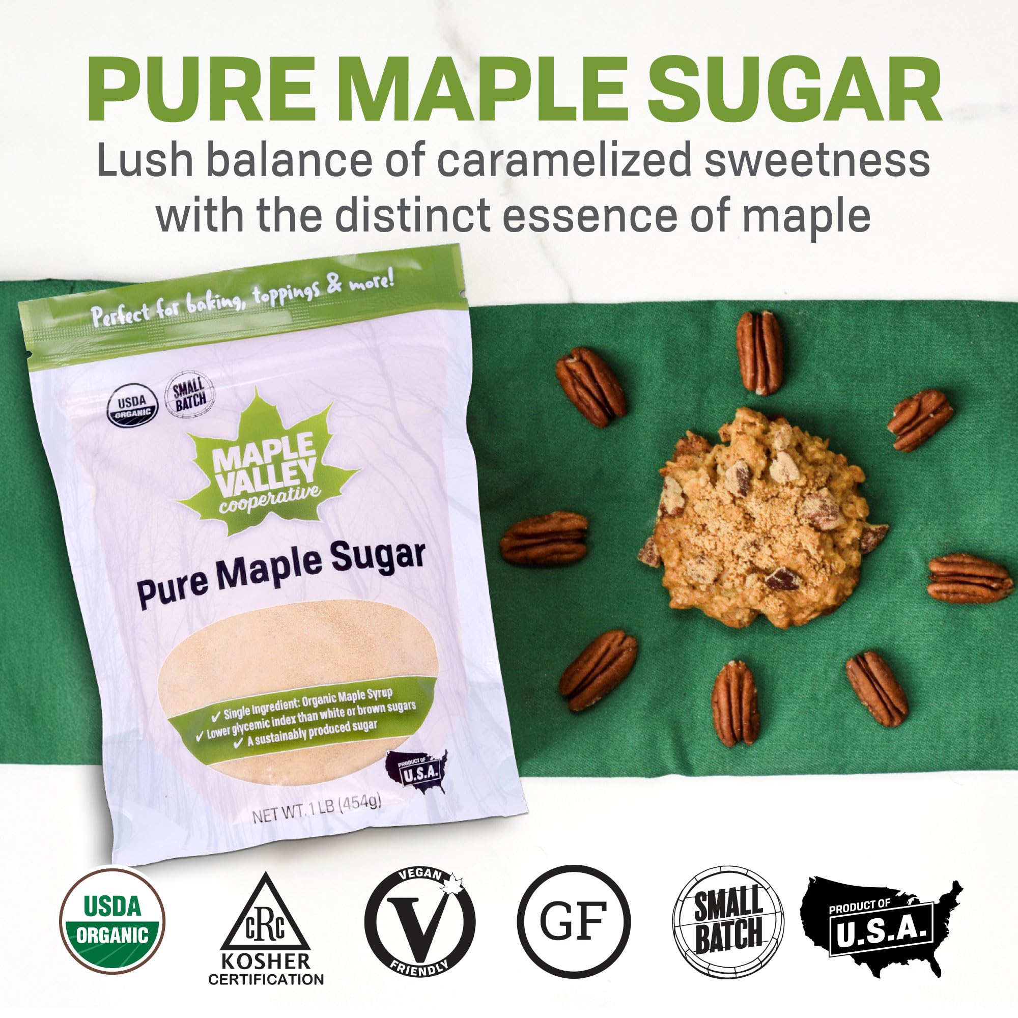Maple Valley azúcar en receta de galletas aportando sabor complejo