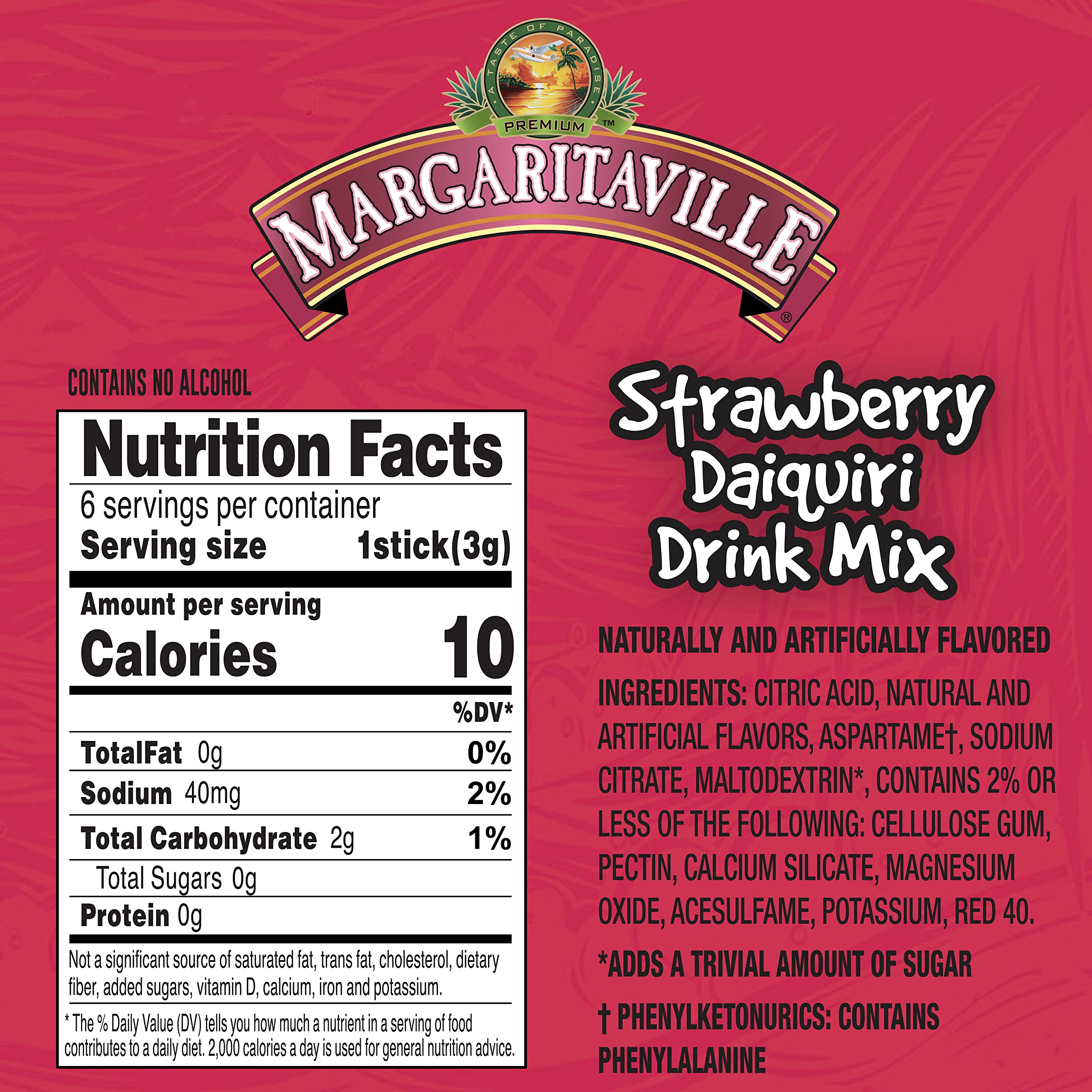 Margaritaville primer plano del polvo que resalta textura y disolución fácil