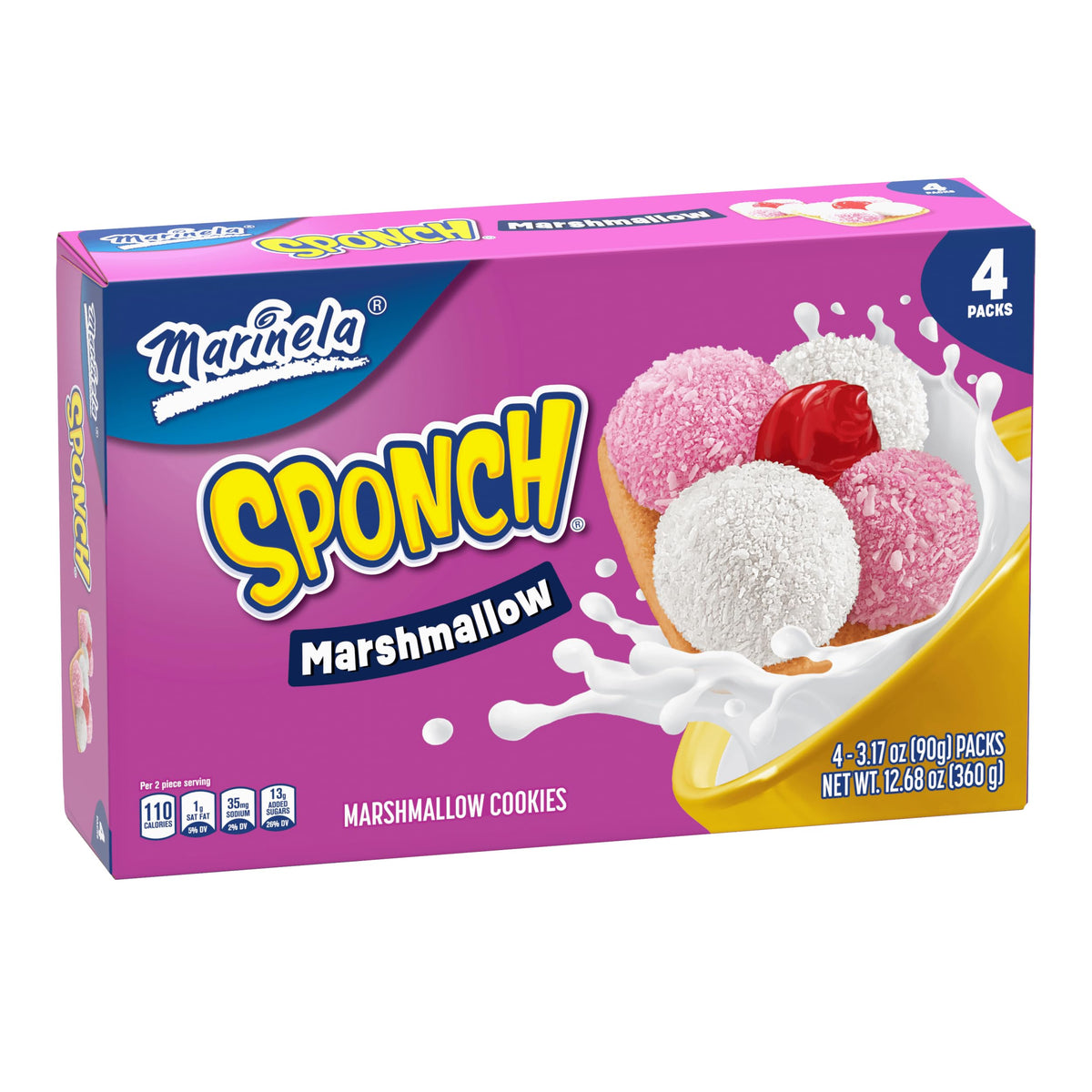 Marinela empaque frontal mostrando 3 paquetes y 12 galletas, práctico para compartir