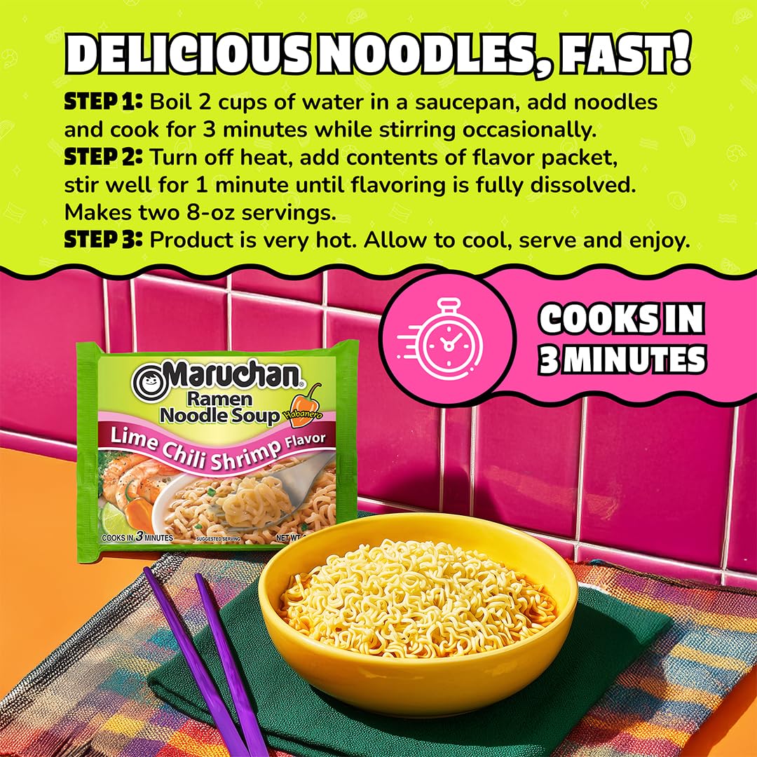 Maruchan paquete en mano para comparar tamaño y porción práctica