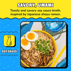 Maruchan tazón servido con huevo y verduras realzando sabor