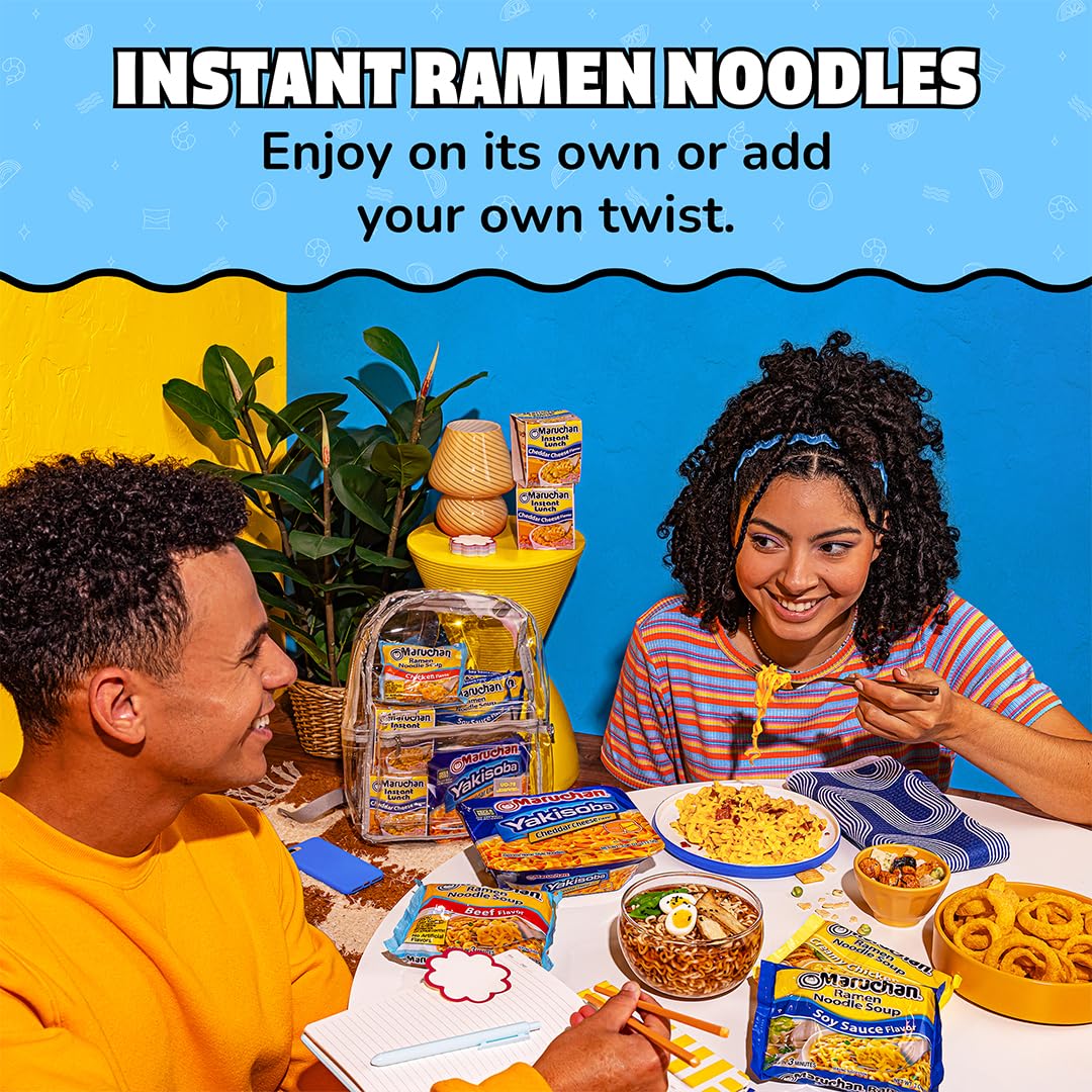 Maruchan tazón de fideos listos para comer aportando reconfortante caldo umami