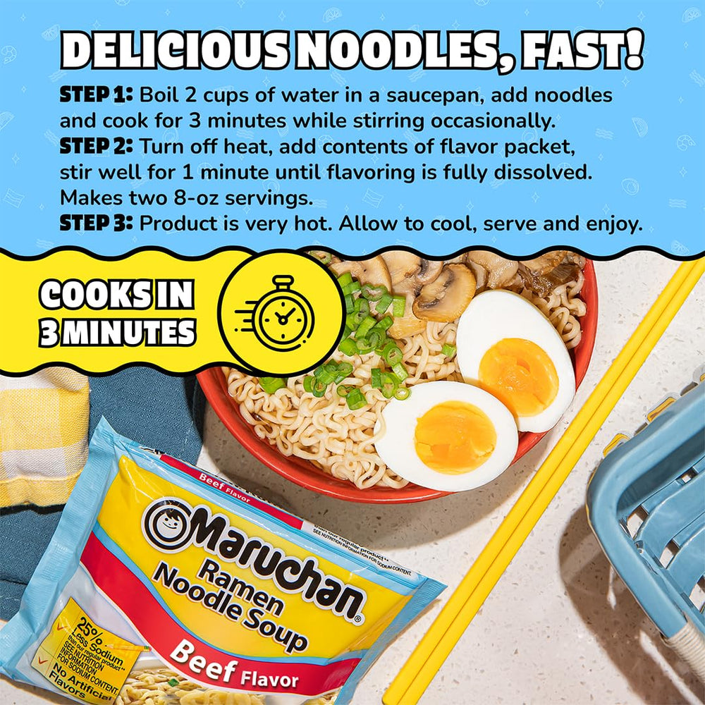 Maruchan comparación de tamaño con mano para ver porción individual conveniente