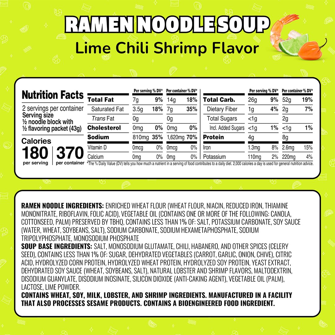 Maruchan tazón servido Lime Chili Shrimp, comida rápida y sabrosa