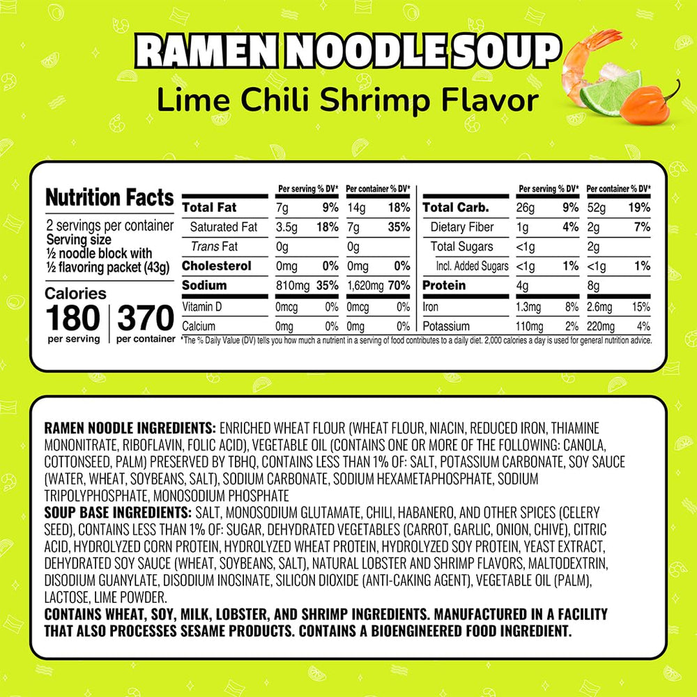 Maruchan tazón servido Lime Chili Shrimp, comida rápida y sabrosa