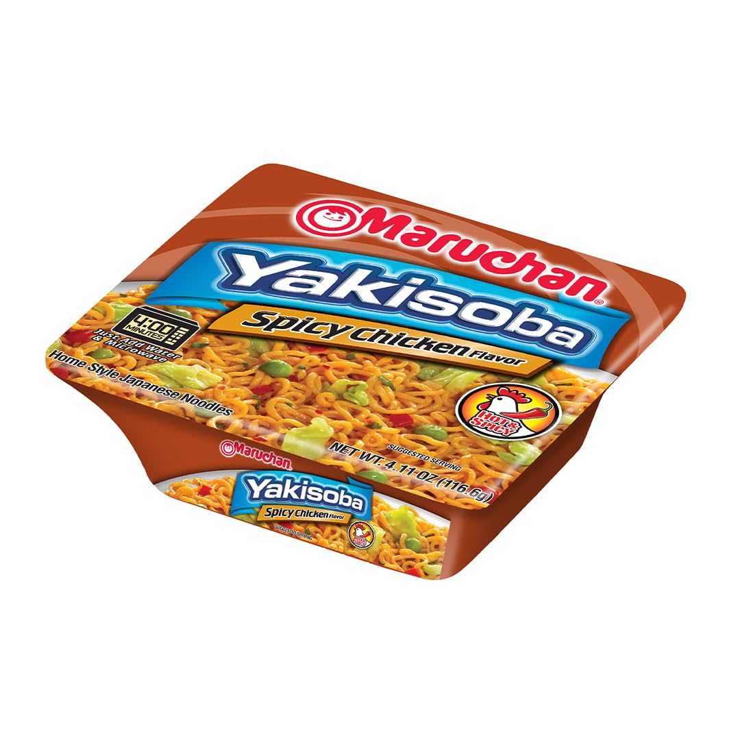 Maruchan Yakisoba porción servida en tazón lista para comer, solución rápida y sabrosa