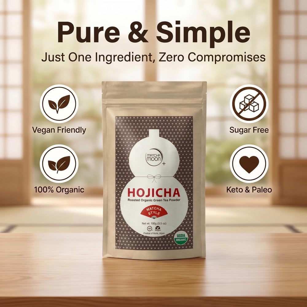 Matcha Moon hojas de té de Uji Kyoto antes del tostado, origen controlado y auténtico
