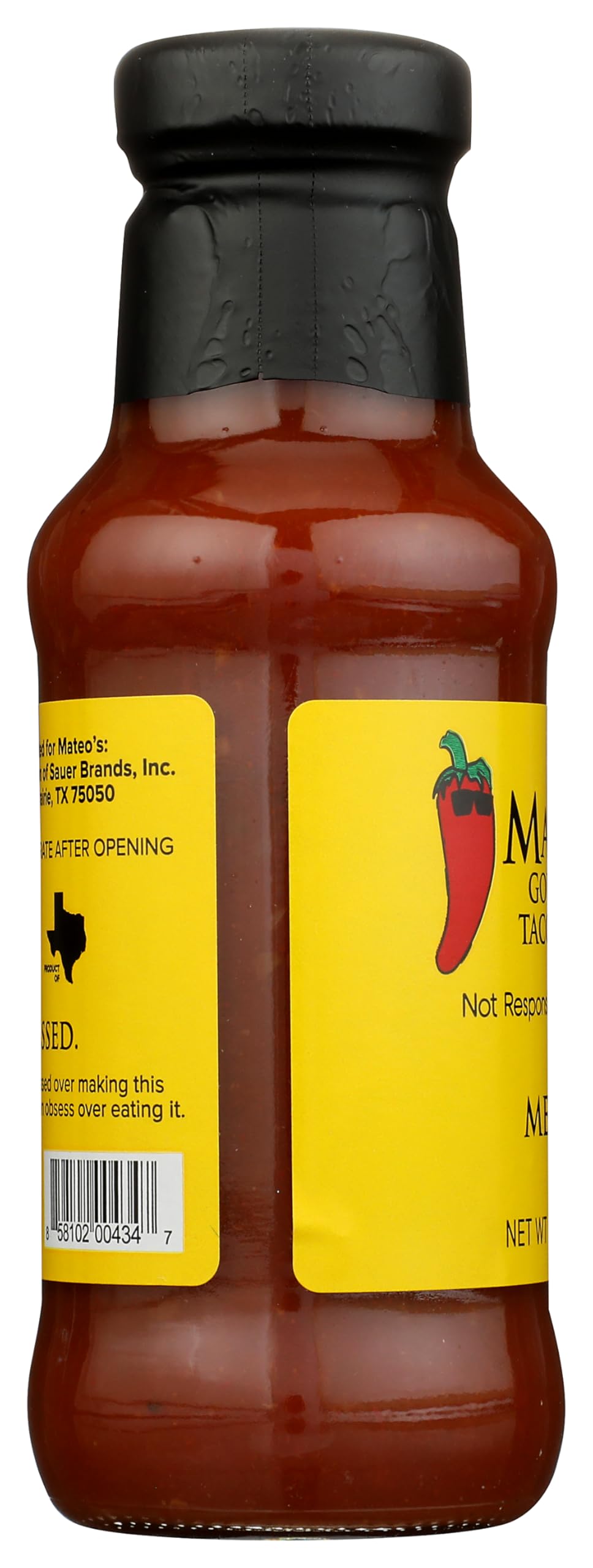 Mateo's etiqueta con ingredientes y valores nutricionales visibles
