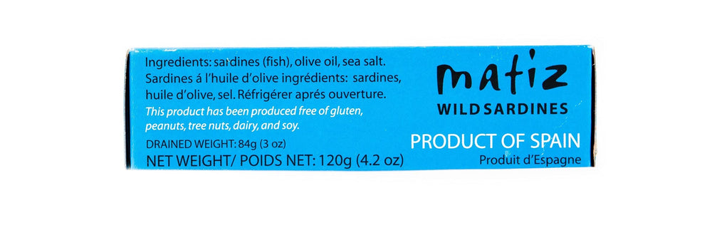 Matiz lata abierta con sardinas en aceite, listo para consumir y versátil