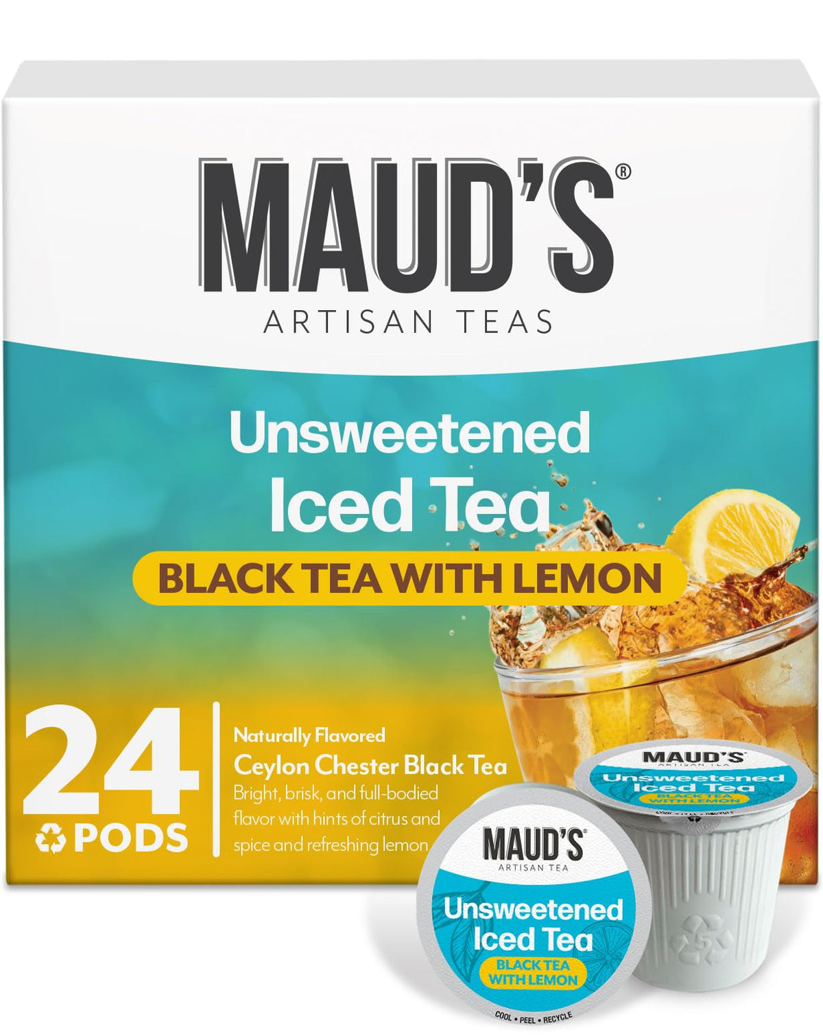 Maud's caja 24 cápsulas frente mostrando el empaque y conveniencia