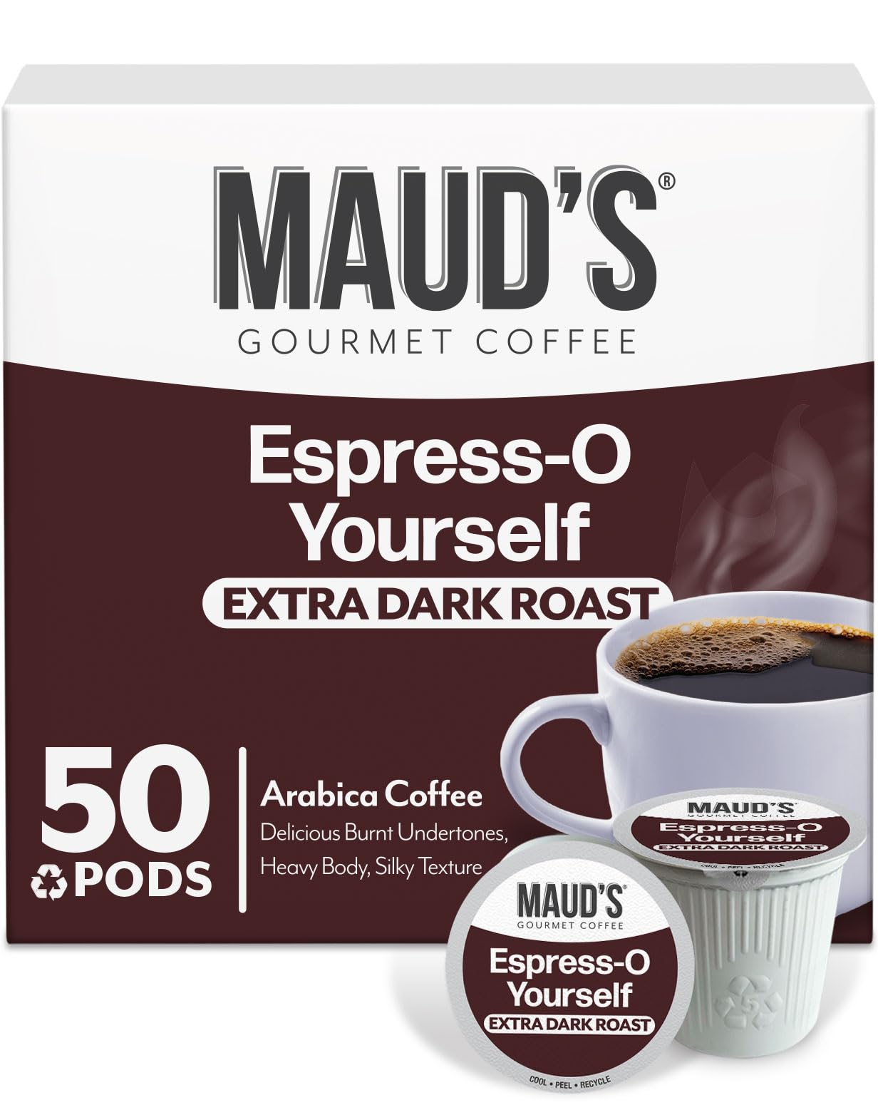 MAUD'S caja de 50 cápsulas vista frontal, conveniencia y valor