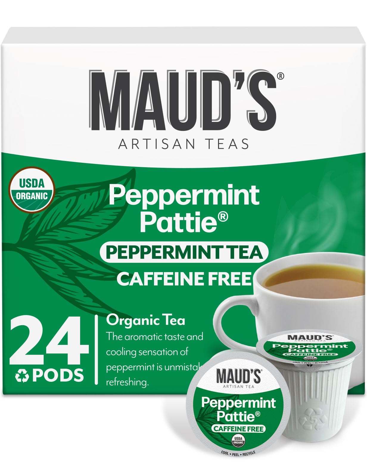 MAUD'S caja frontal 24ct mostrando diseño y sello orgánico, conveniencia inmediata
