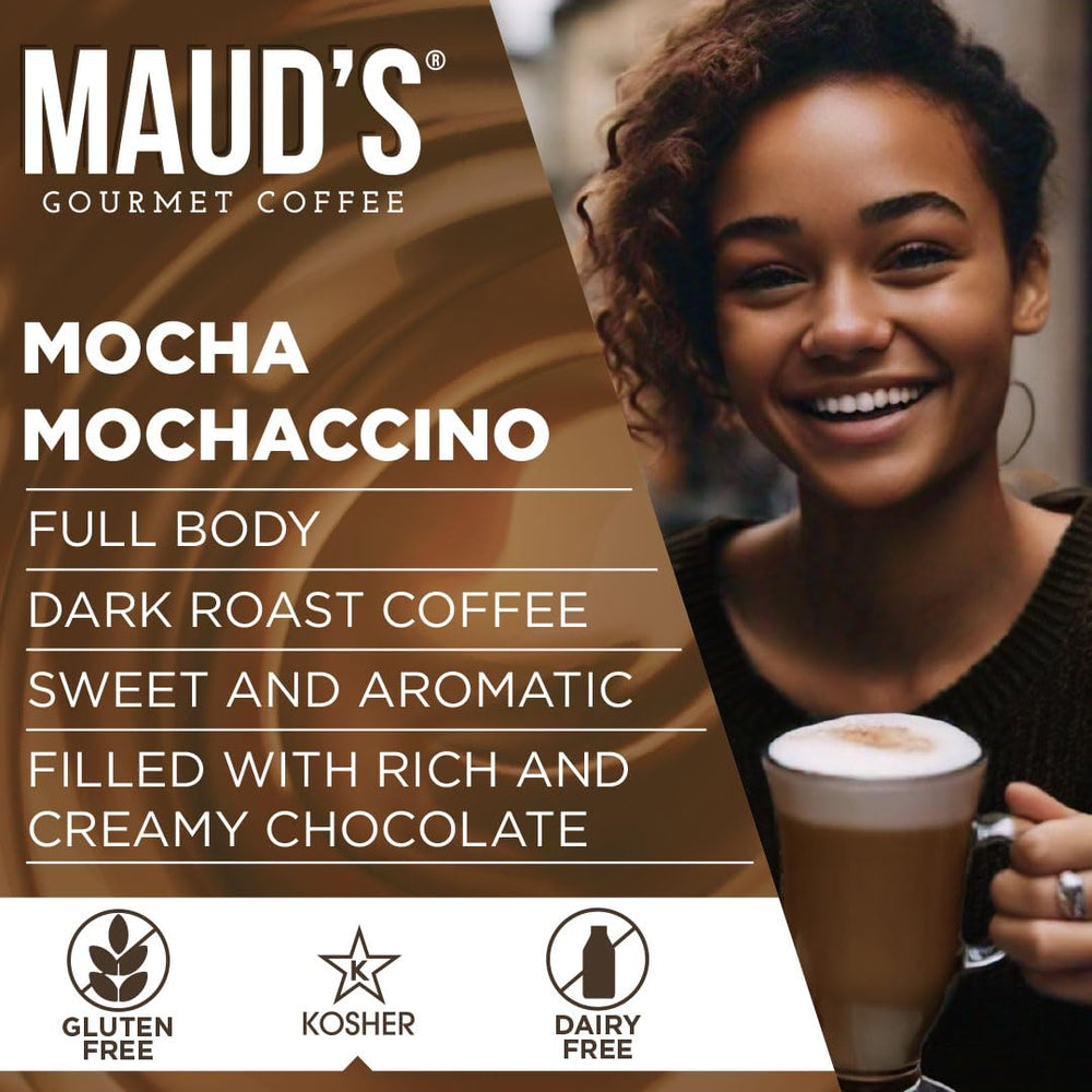 Maud's cápsula insertada en máquina compatible, prepara bebida rápida y consistente