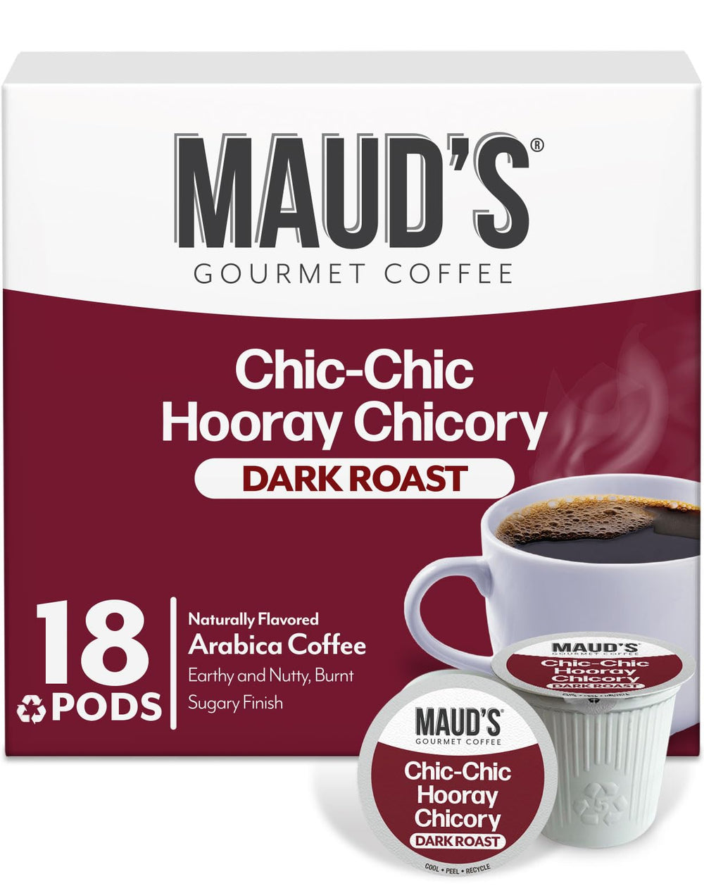 MAUD'S vista frontal del paquete de 18 cápsulas mostrando diseño y marca