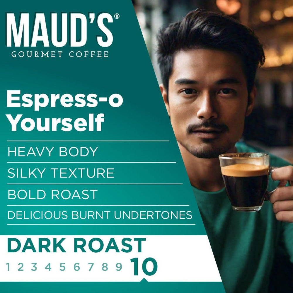 MAUD'S cápsula insertada en cafetera en uso, extracción consistente