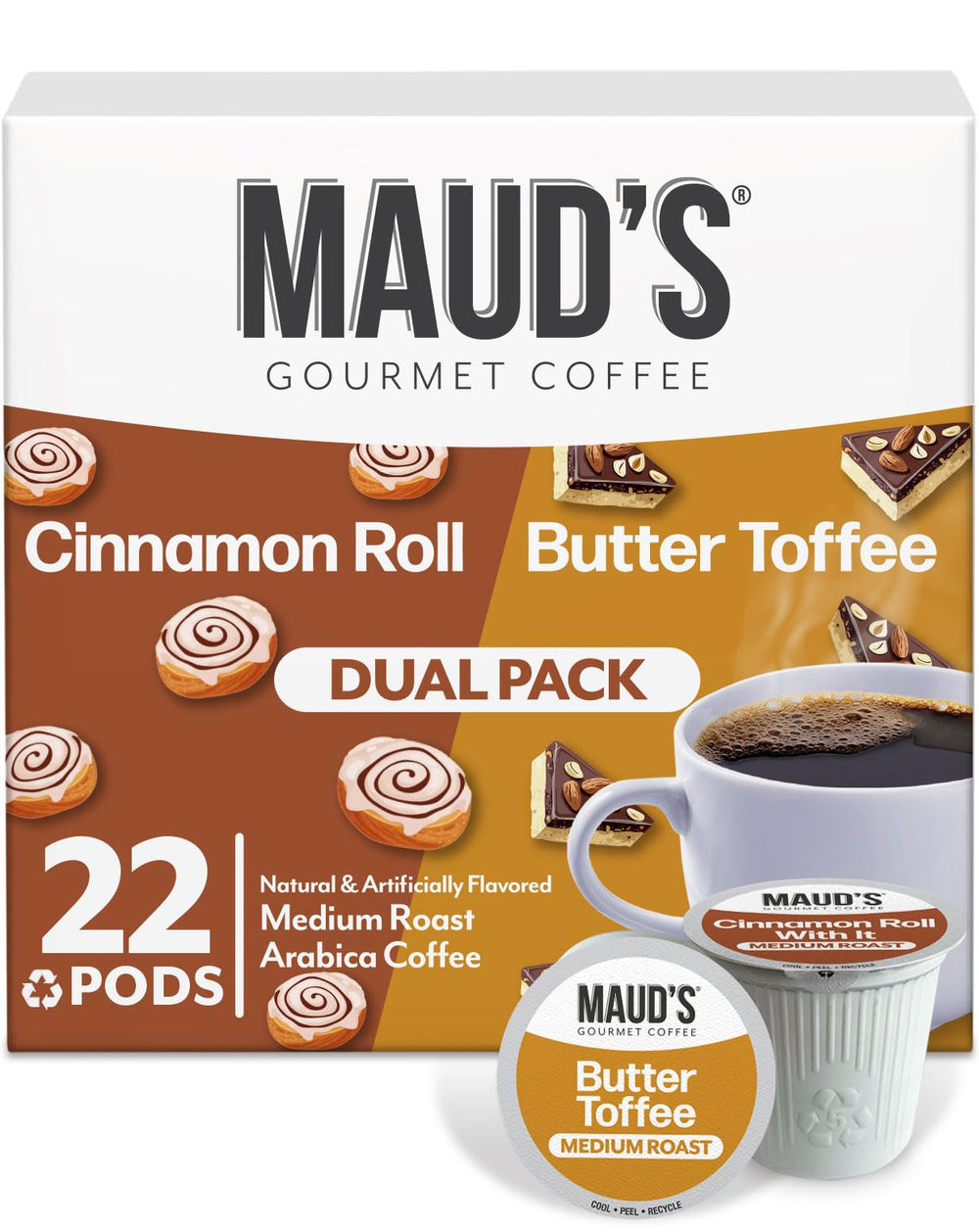 Maud's empaque frontal mostrando 22 cápsulas y diseño atractivo