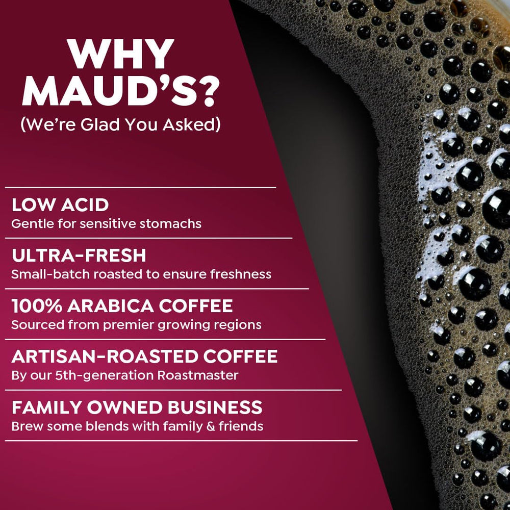 Maud's cápsula colocada en cafetera monodosis lista para preparar bebida sabrosa