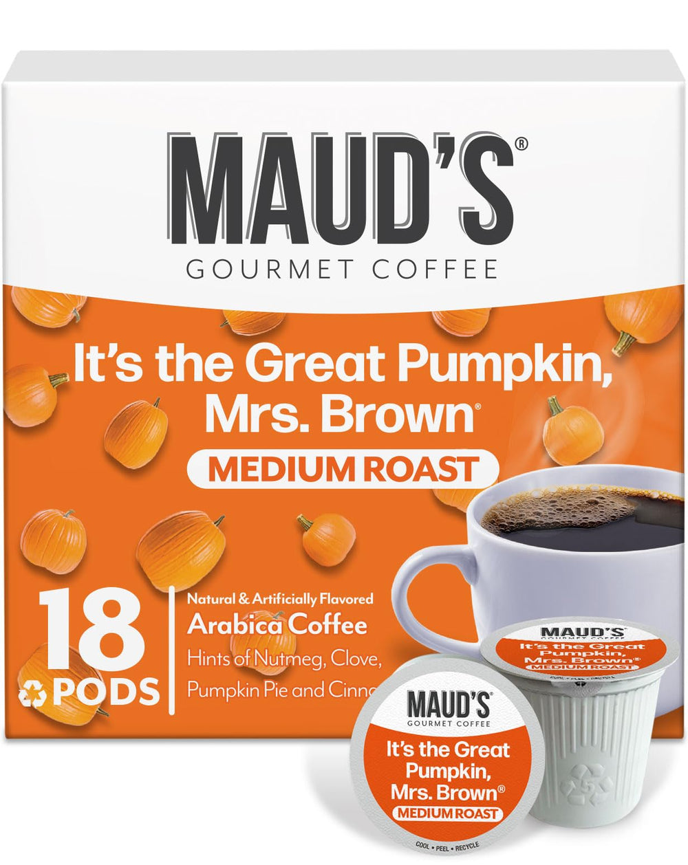 MAUD'S frontal del pack de cápsulas Pumpkin Spice mostrando diseño y cantidad