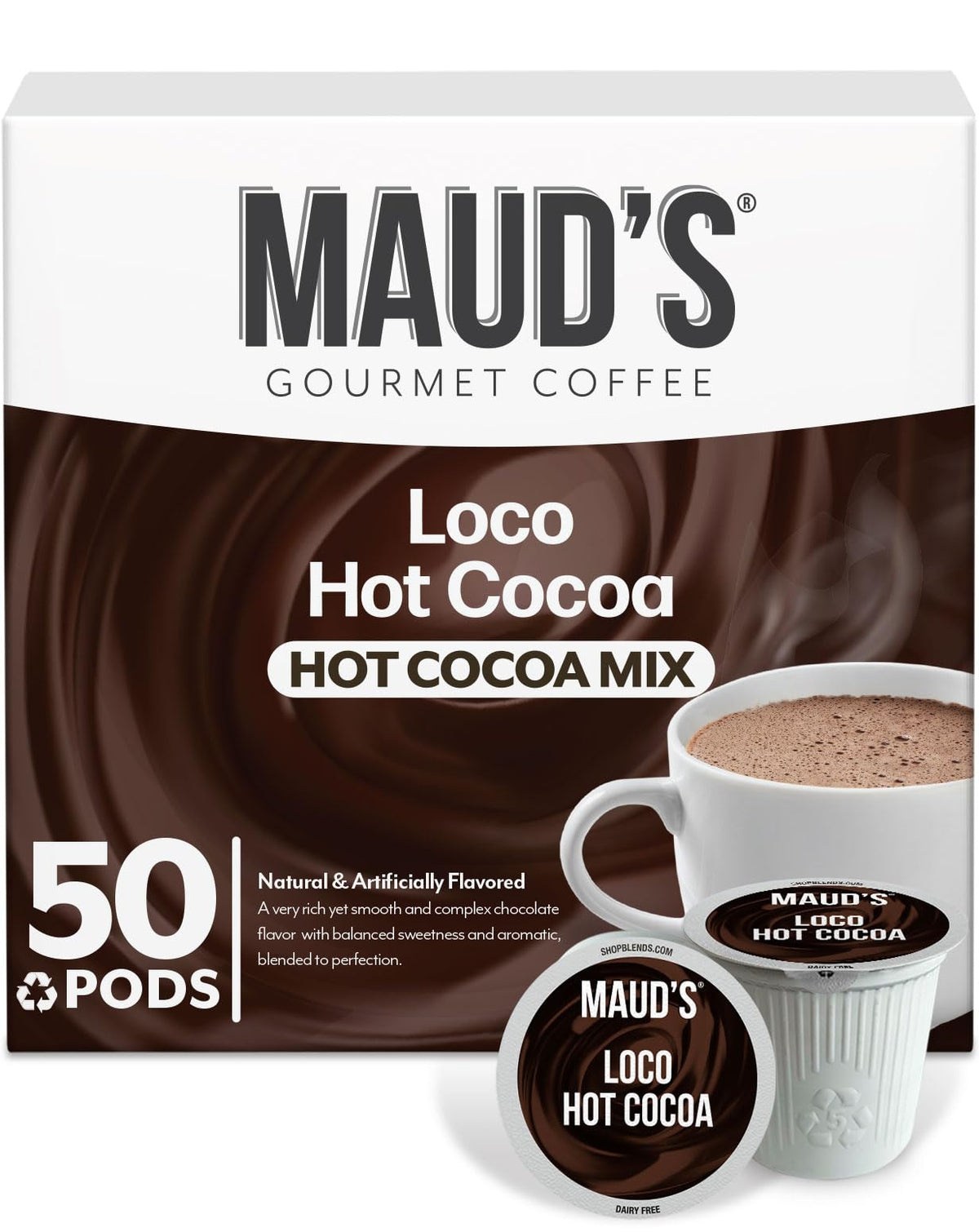 Maud's frente del empaque mostrando 50 cápsulas y beneficio de conveniencia