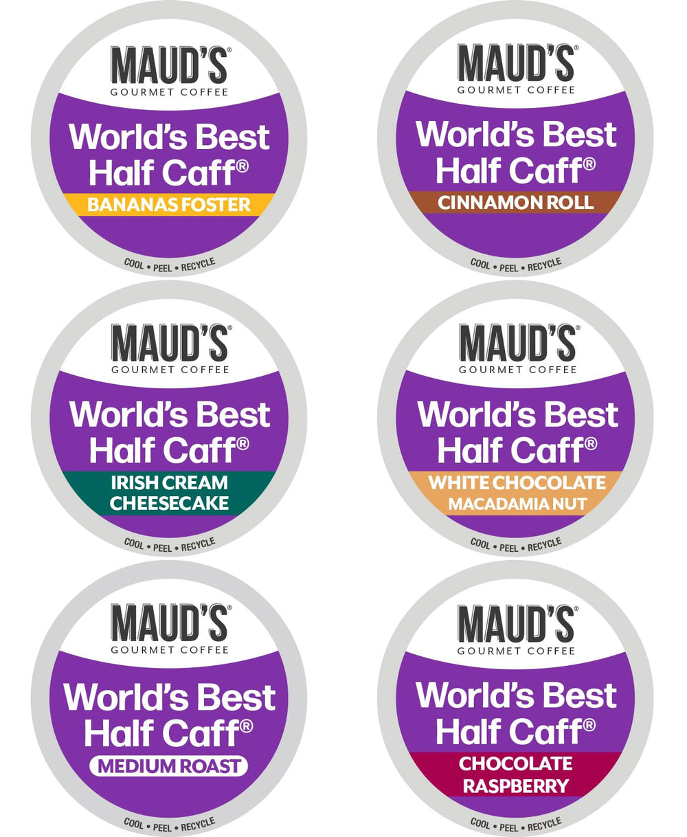 MAUD'S pack frente mostrando las 48 cápsulas y la variedad de sabores