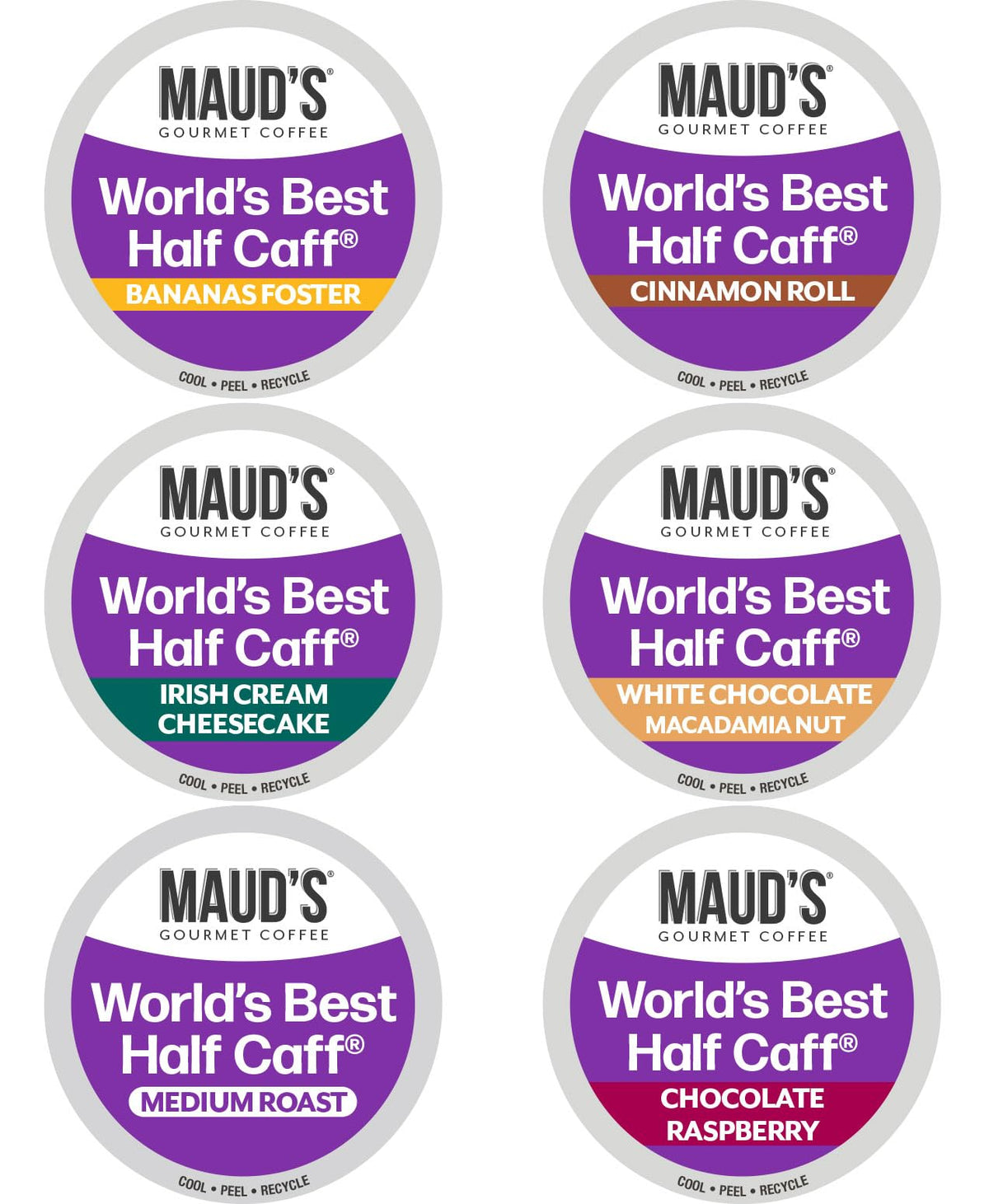 MAUD'S pack frente mostrando las 48 cápsulas y la variedad de sabores