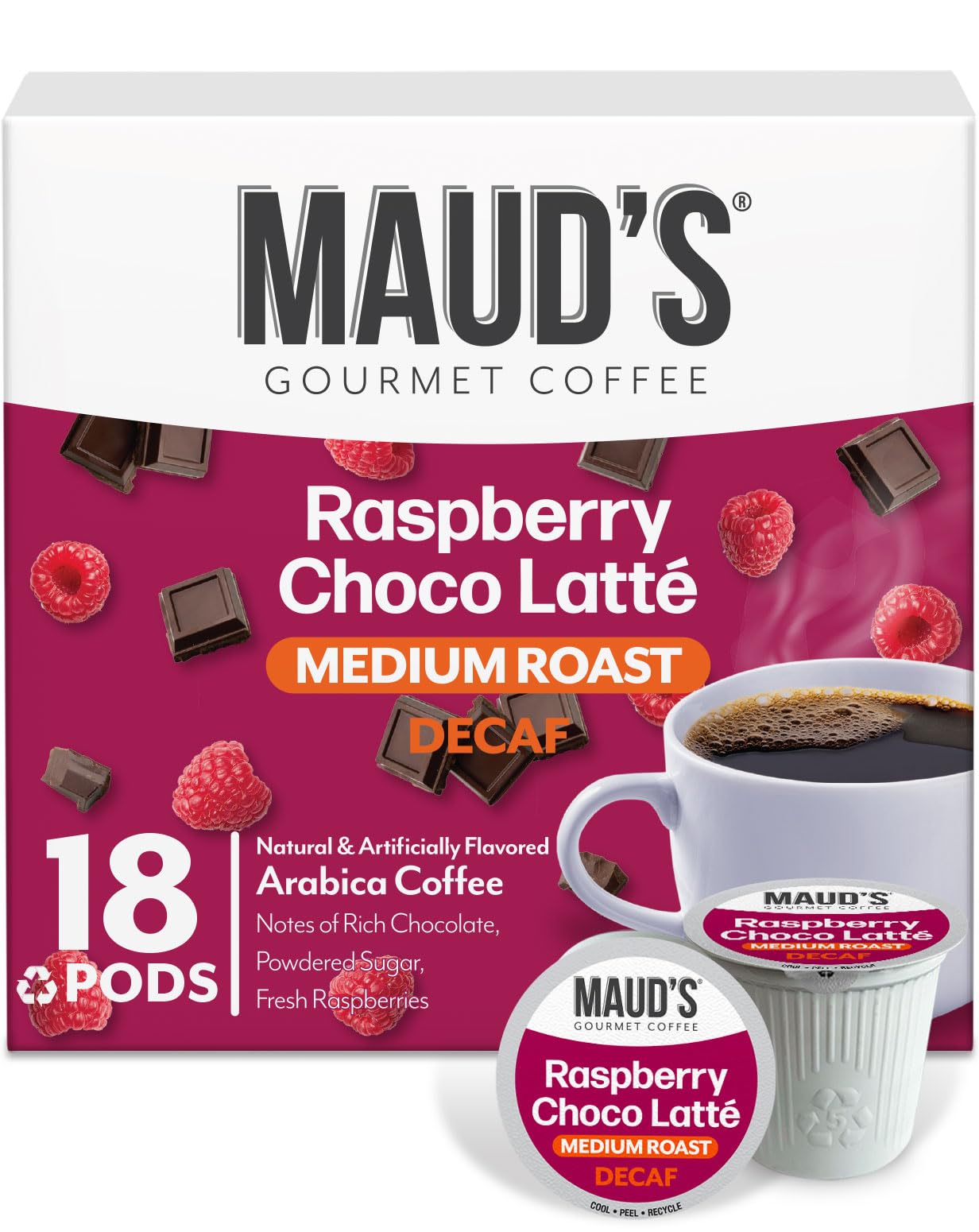 Maud’s paquete frontal mostrando 18 cápsulas y diseño atractivo